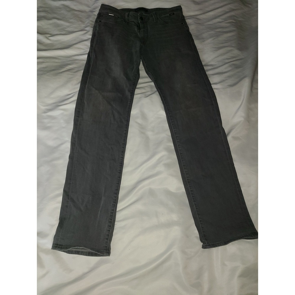 Mavi Hunter Jeans Mens 34/36 Faded Black Straight Leg Stretch Denim